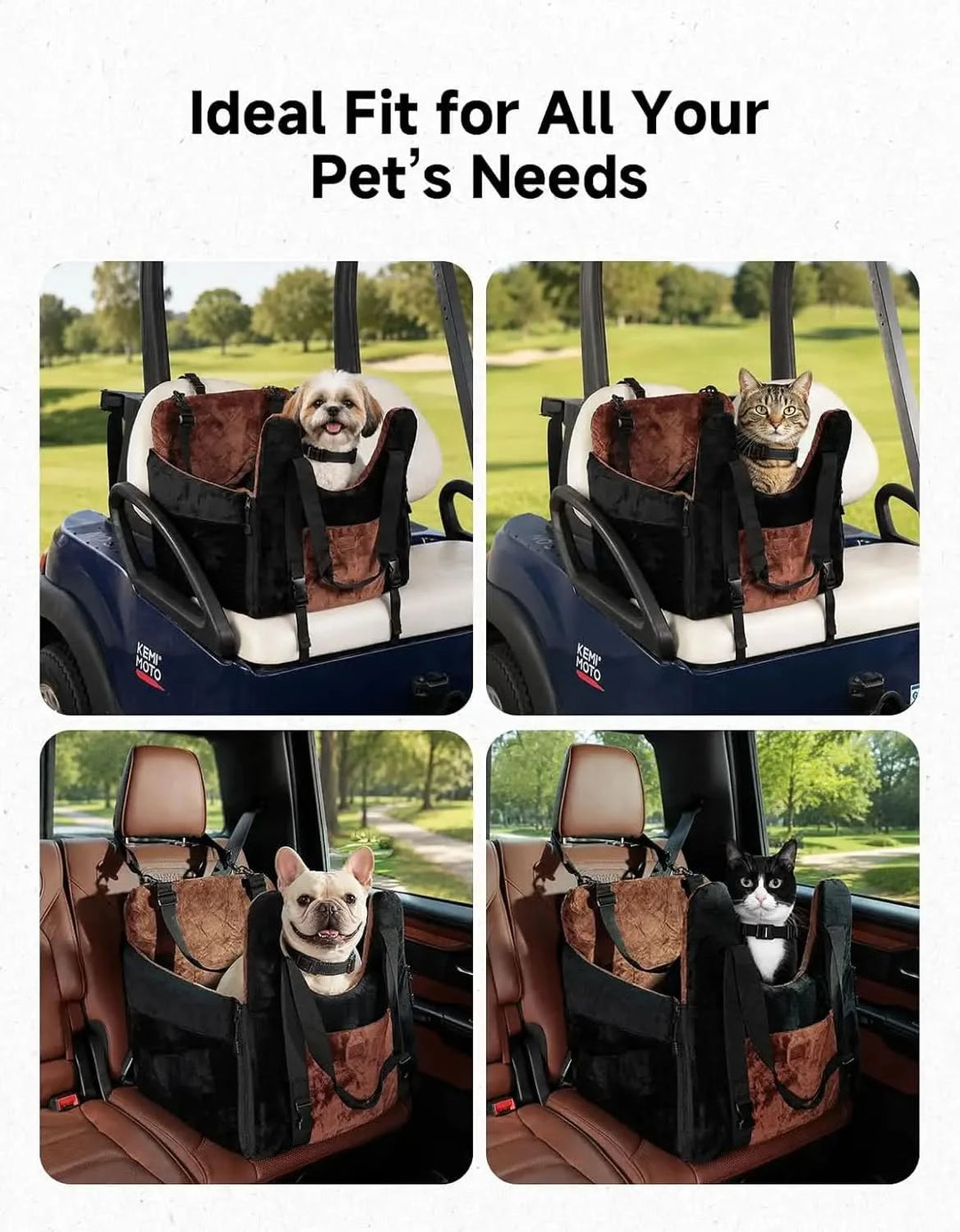 Golf Cart Dog Seat with Washable Cover for Small and Medium Pets