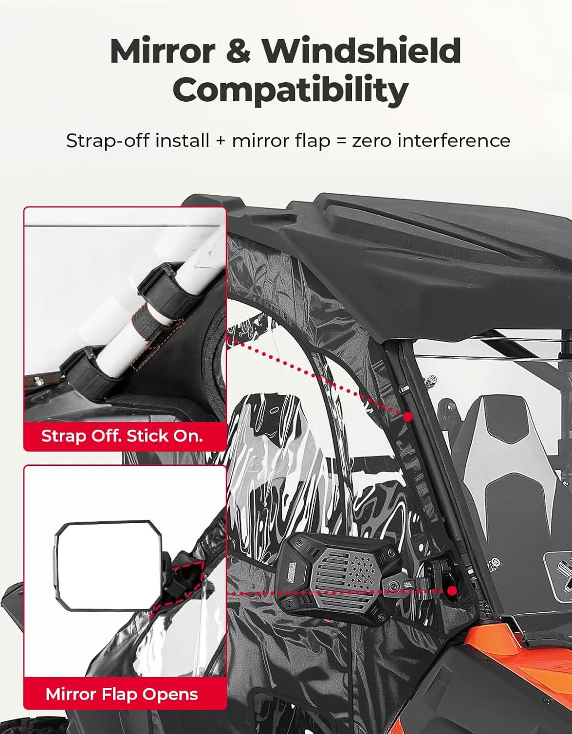 UTV Soft Upper Doors for CFMOTO ZForce 500/800EX/1000 - Kemimoto