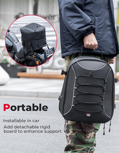 Motorcycle Tail Bag, 25L-45L Expandable Motorbike Helmet Bag - Kemimoto