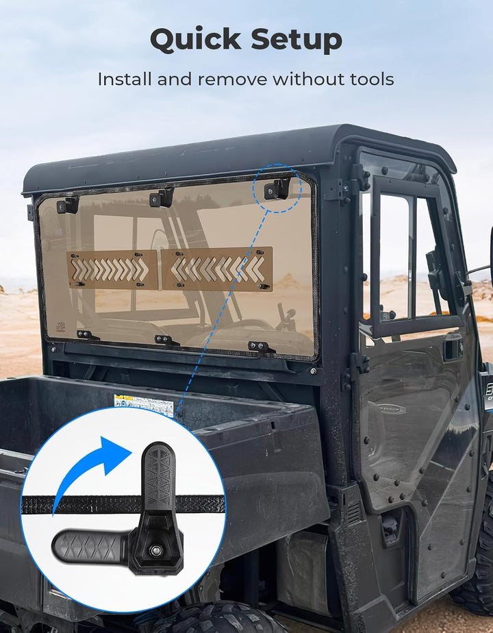 Tinted Rear Window for Polaris Ranger Midsize 500/570/SP 570/Crew/ETX/EV - Kemimoto