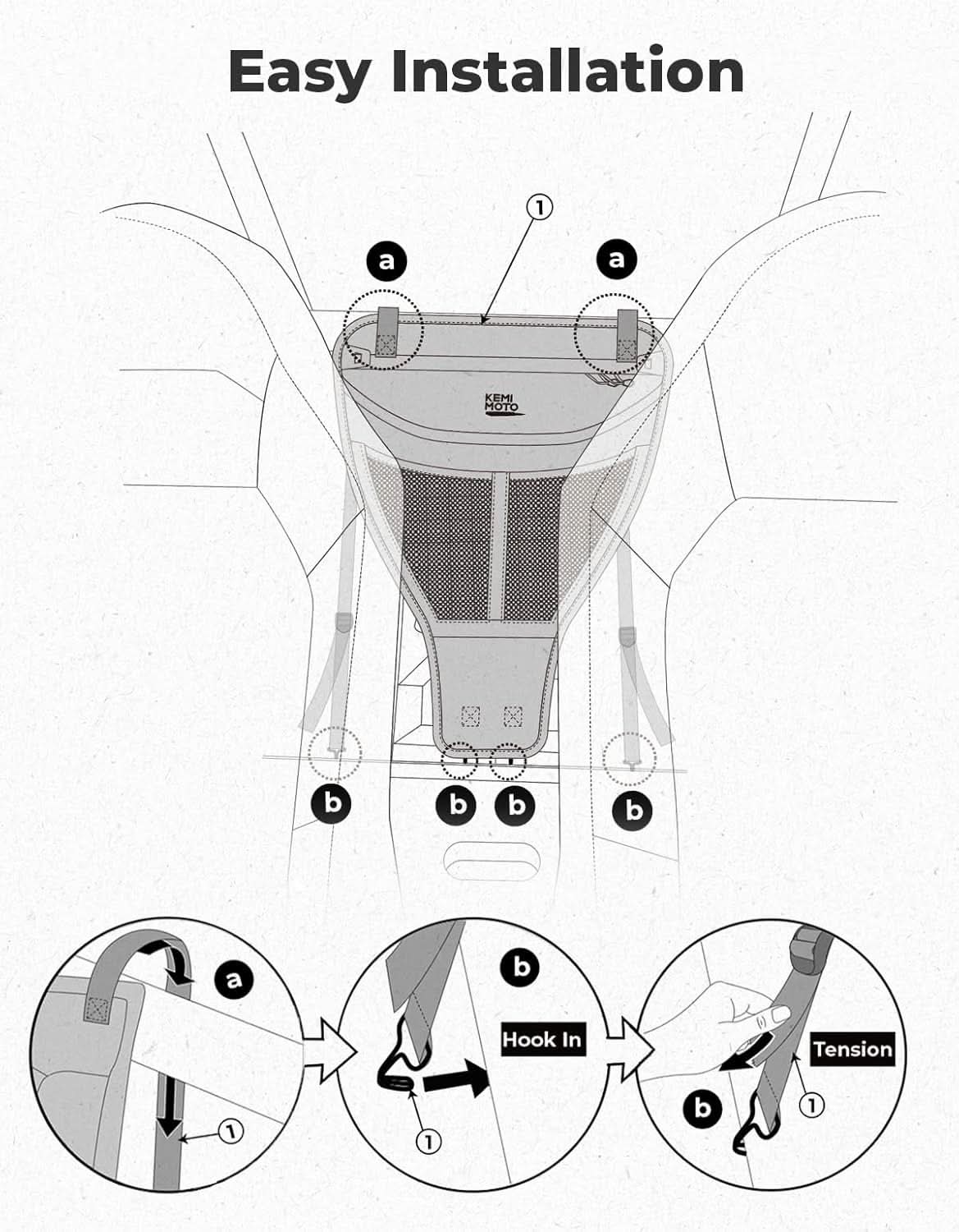 TPU Center Storage Bag for Polaris RZR XP 1000 Turbo S 900 2014-2023 - Kemimoto