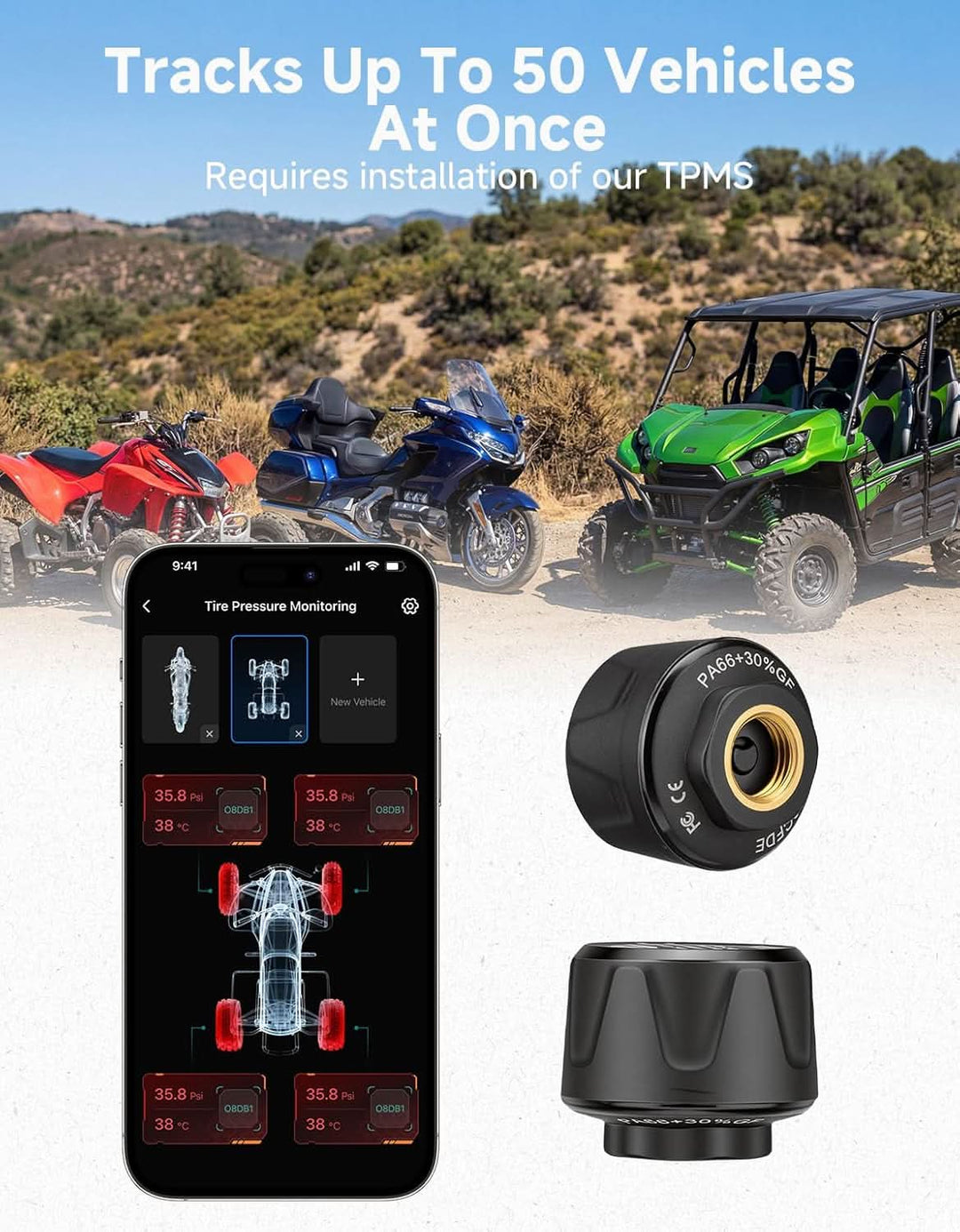 Bluetooth TPMS Sensor for Motorcycle Tire Monitoring - Kemimoto