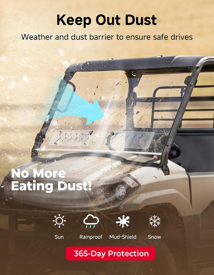 UTV Vented Front Windshield For Kawasaki Mule PRO-MX