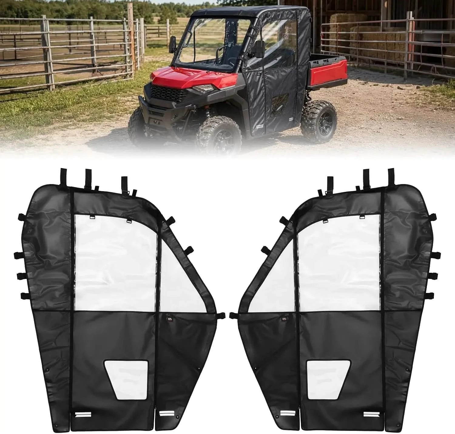 UTV Soft Cab Enclosure Doors with YKK Zipper for Polaris Ranger 570 Full Size / 800 XP
