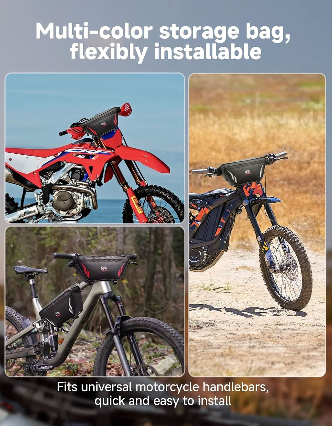 Waterproof Handlebar Bag for Electric Dirt Bike & Motorcycle