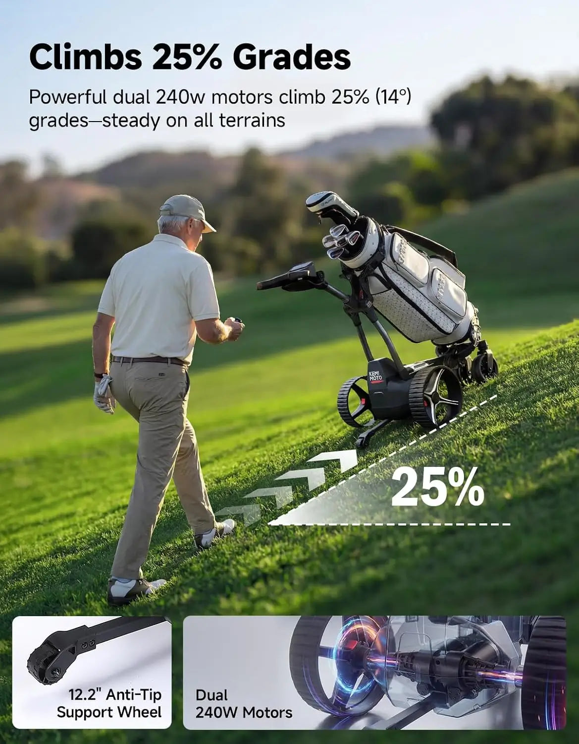 ApexAI Auto-Follow Electric Golf Push Cart with Remote Control