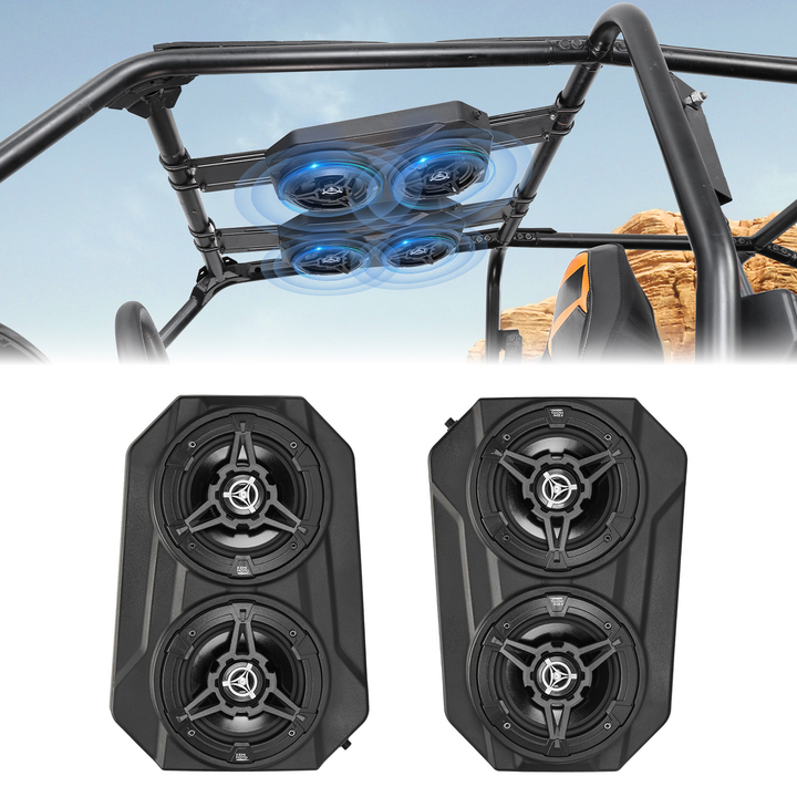 6.5'' UTV Bluetooth Sound System Speaker for Can Am Maverick X3/ RZR w/ 1.625''-1.9'' Roll Bar