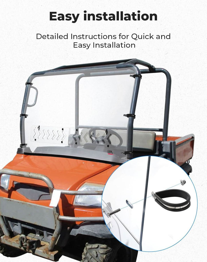 Front Windshield with Vent For Kubota RTV X900/ X1120 - Kemimoto