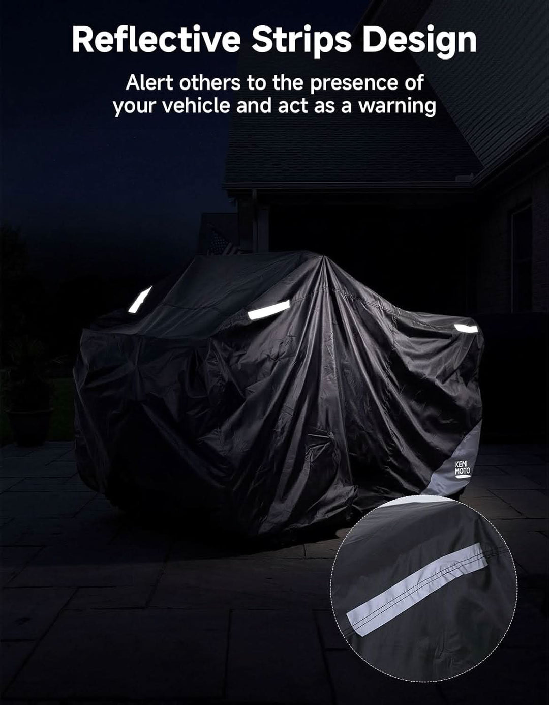 Universal ATV Cover for 4 Wheeler, Quad Cover for Can-Am Outlander 850/650, Polaris Sportsman 570/1000, CFMOTO, Kawasaki (96"x49"x47") - Kemimoto