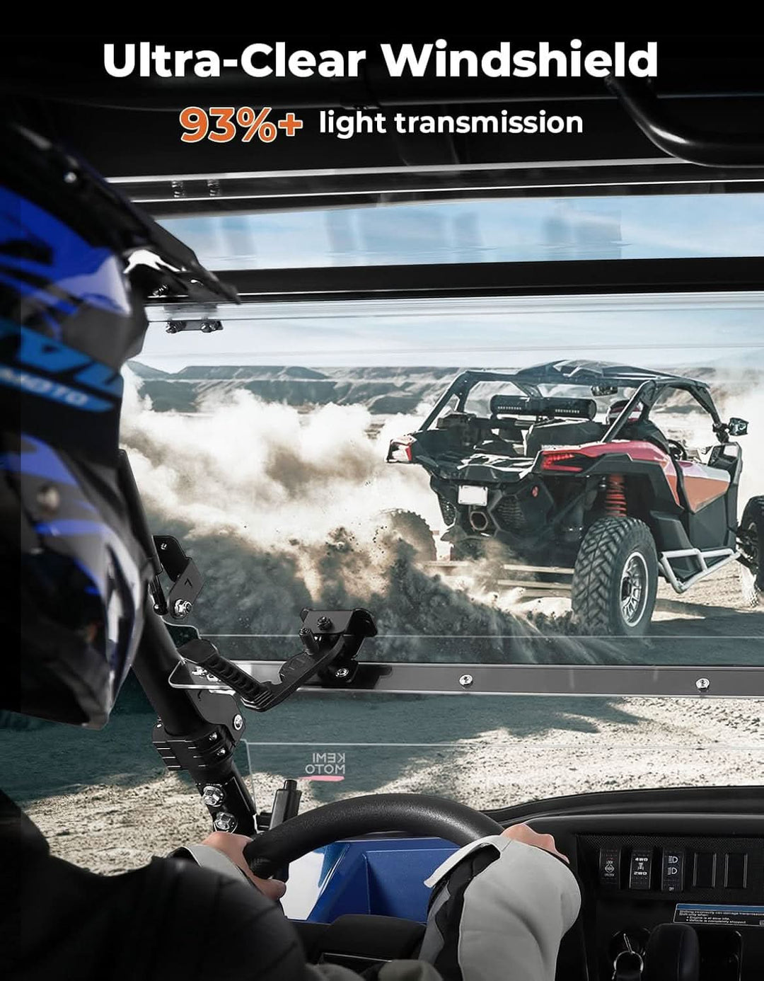 3-in-1 Flip Windshield For Kawasaki Mule Pro FXT - Kemimoto