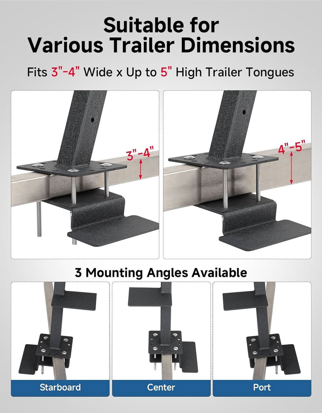 Boat Trailer 4-Step Boarding Ladder with Handrail for Bass Boat Pontoon and Aluminum Trailers - Kemimoto