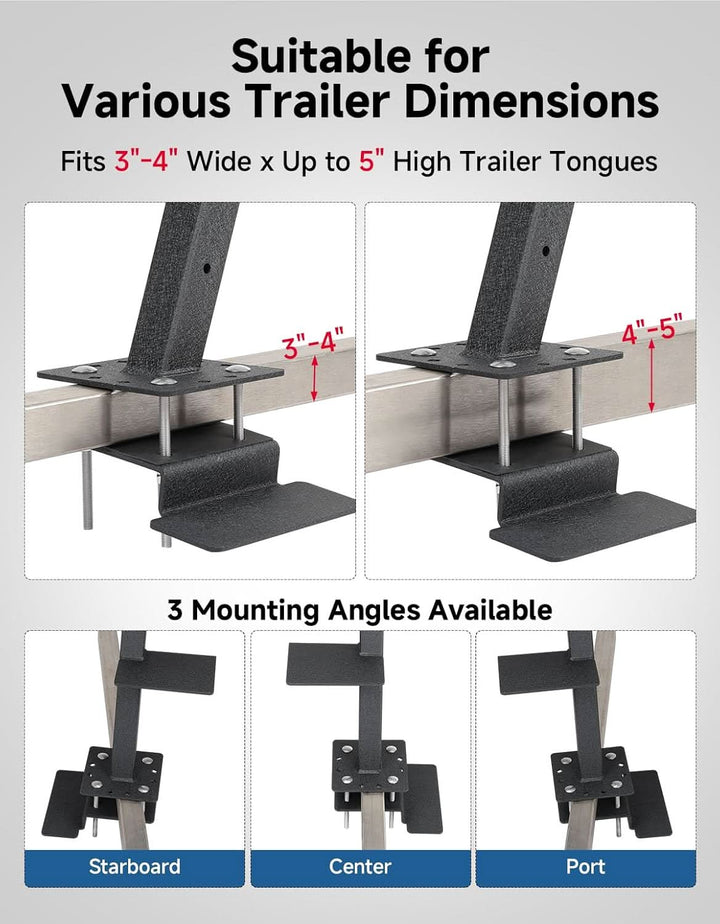 Boat Trailer 4-Step Boarding Ladder with Handrail for Bass Boat Pontoon and Aluminum Trailers - Kemimoto