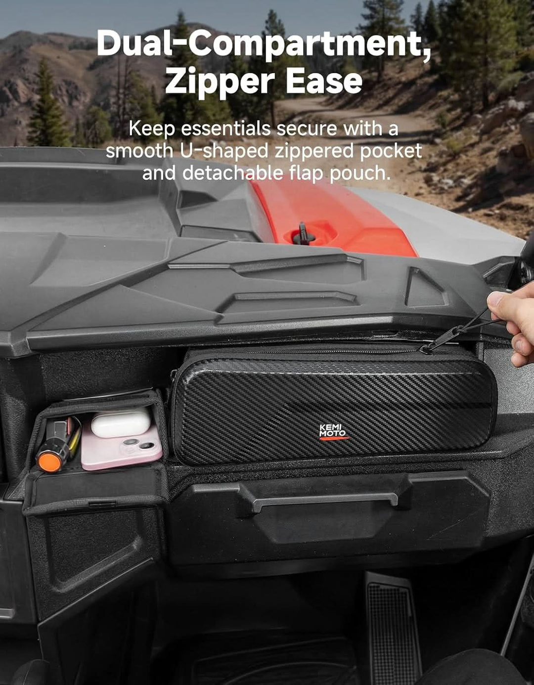 UTV Dashboard Storage Bag Upgrade for Polaris General 1000/4 1000/XP 1000/XP 4 1000 2016-2026 - Kemimoto