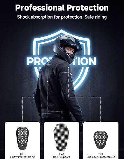 Men’s Mesh Jacket with CE Armor For Motorcycle Riding - Kemimoto
