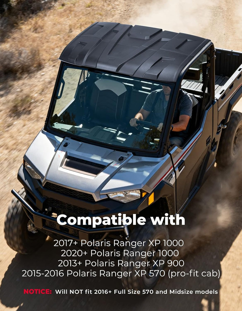 Plastic Hard Roof 3-Seat for Polaris Ranger XP 1000/ 1000/ XP 900 - Kemimoto