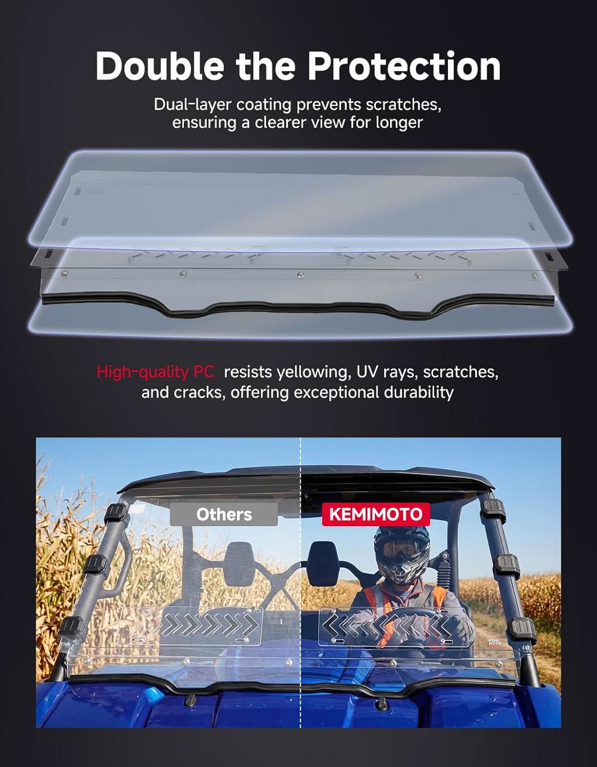 Sliding Vented Windshield For Yamaha Viking/Viking VI - Kemimoto