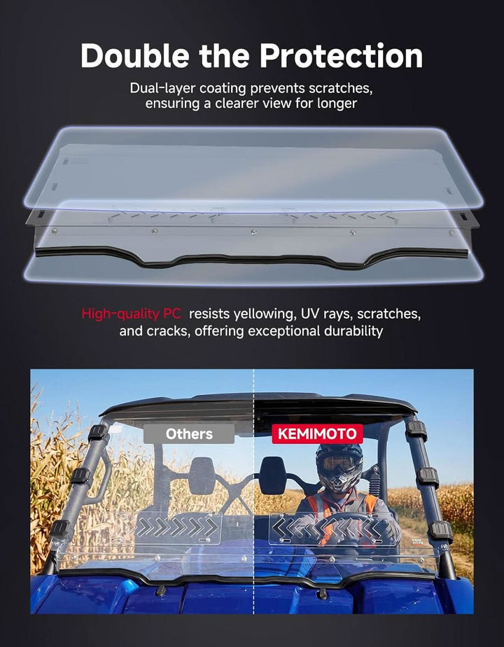 Sliding Vented Windshield For Yamaha Viking/Viking VI - Kemimoto