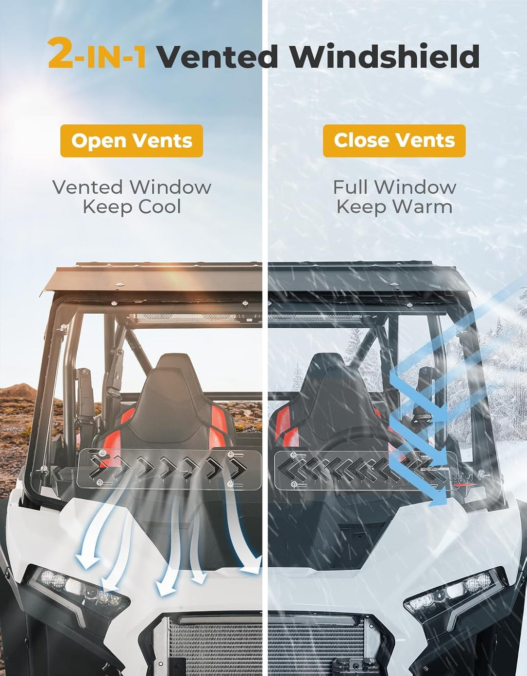 Front Full Windshield for Polaris RZR XP 1000 /4 2024-2025 - Kemimoto