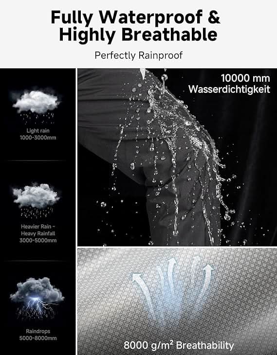 KEMIMOTO  Waterproof Lightweight Outdoor Rain Pants with Carry Bag for Cycling, Hiking, Camping, Golf - Kemimoto