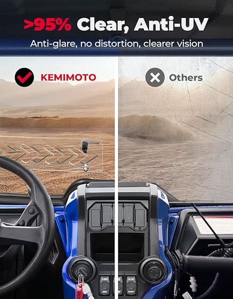 2-IN-1 UTV Front Windshield with Vents for Talon 1000X/1000R - Kemimoto