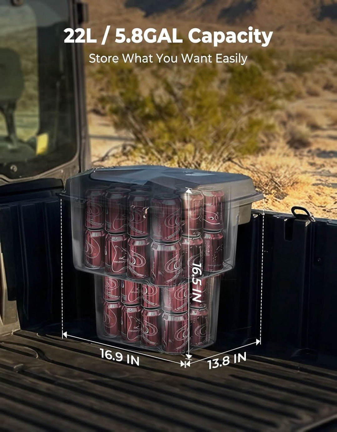 UTV Bed Storage Box 5.8GAL for Polaris Ranger 1500 XD Premium/Northstar - Kemimoto