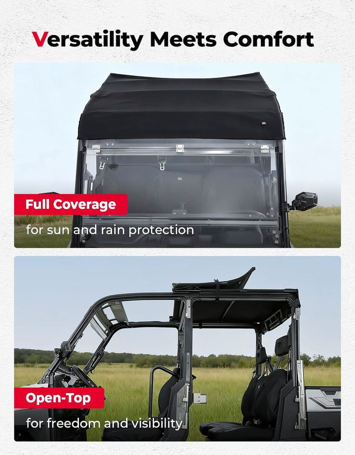 UTV Crew Roof Soft Top for Polaris Ranger Crew XP 1000/Crew 1000 2019-2026 - Kemimoto