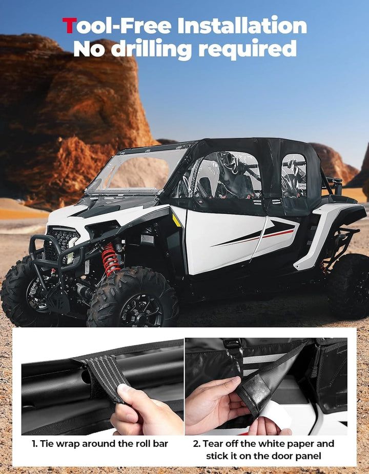 Soft Cab Enclosure Upper Doors for Polaris RZR XP 4 1000 2024-2025 - Kemimoto