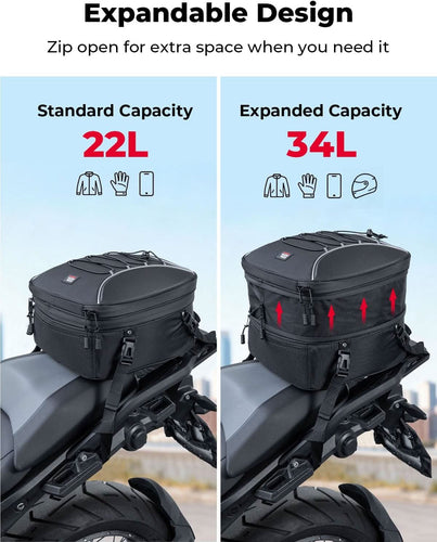 22L-34L Expandable Tail Bag For Motorcycle - Kemimoto