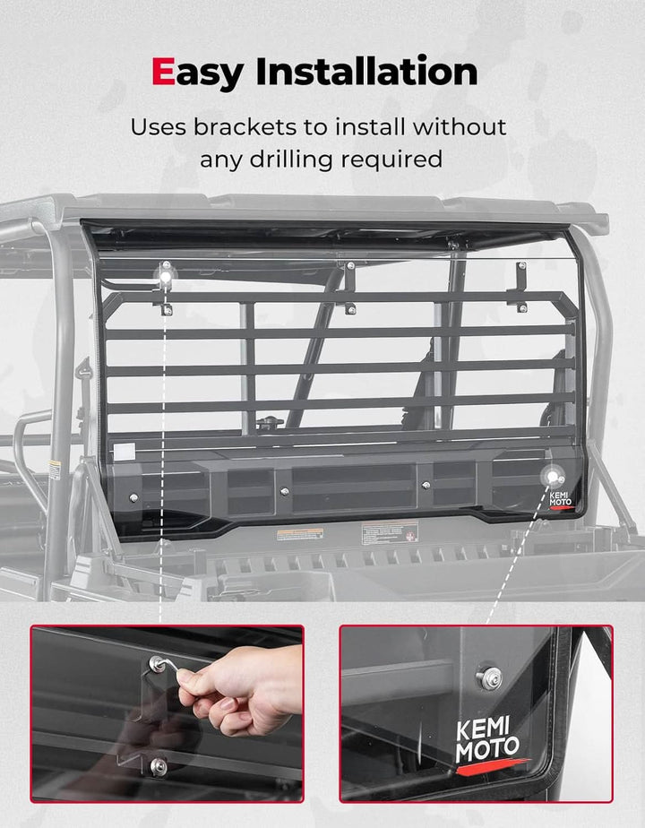 UTV Rear Windshield For Kawasaki Mule Pro - Kemimoto