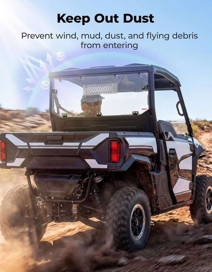 UTV Rear Windshield with VentsFor Kawasaki Ridge - Kemimoto