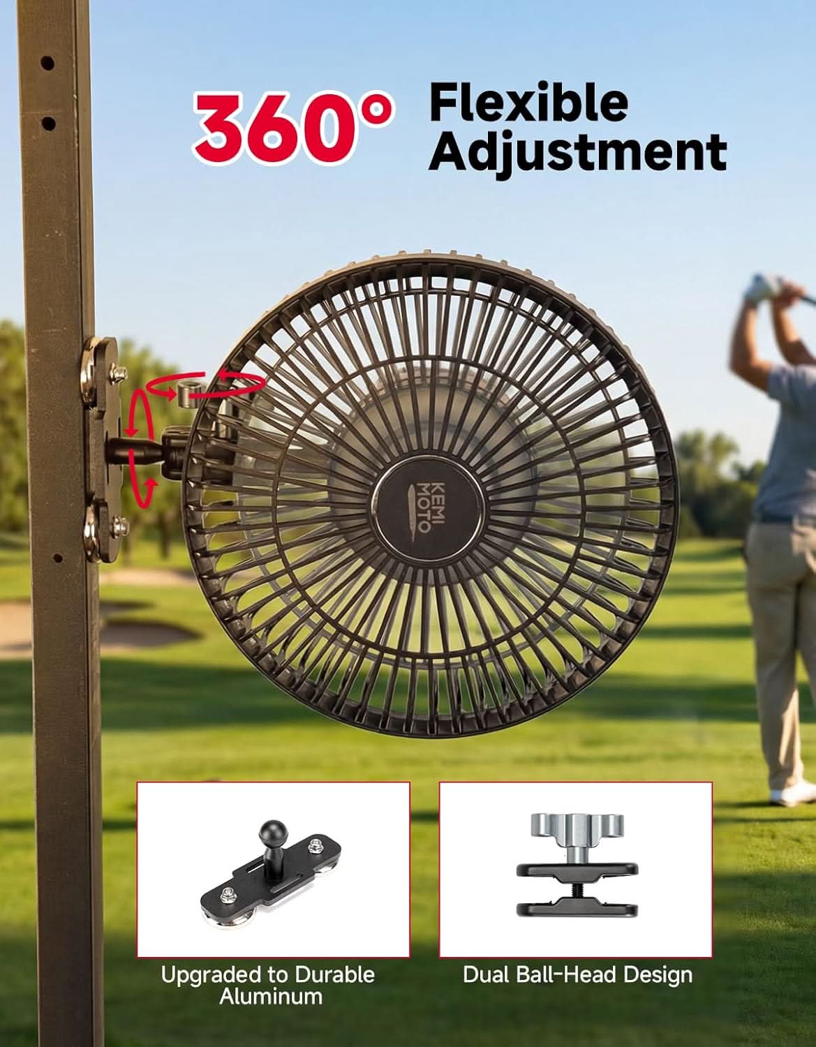 Magnetic Fan for Golf Cart & Forklift, EZGO RXV, Club Car (2-Pack) - Kemimoto