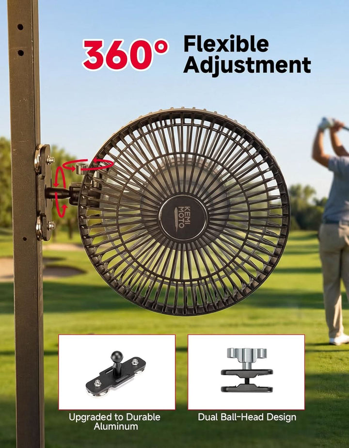 Magnetic Fan for Golf Cart & Forklift, EZGO RXV, Club Car (2-Pack) - Kemimoto