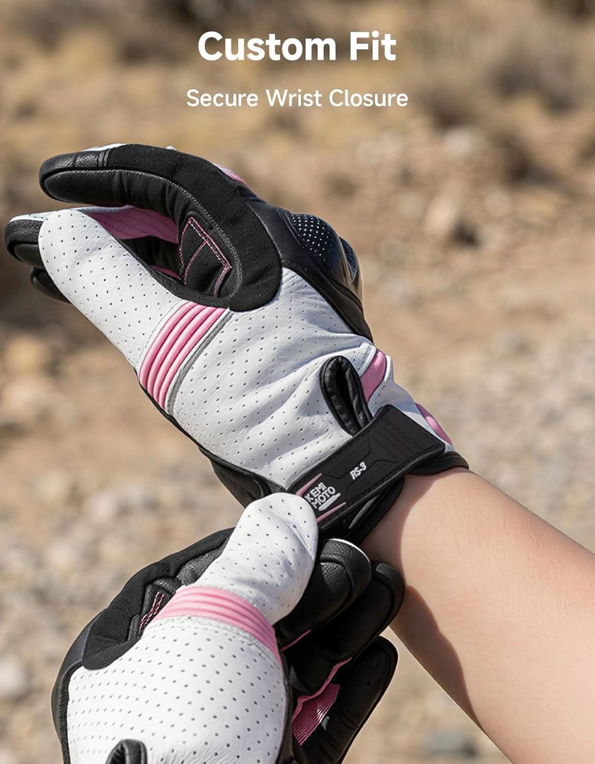 Leather Motorcycle Gloves for Women with Touchscreen