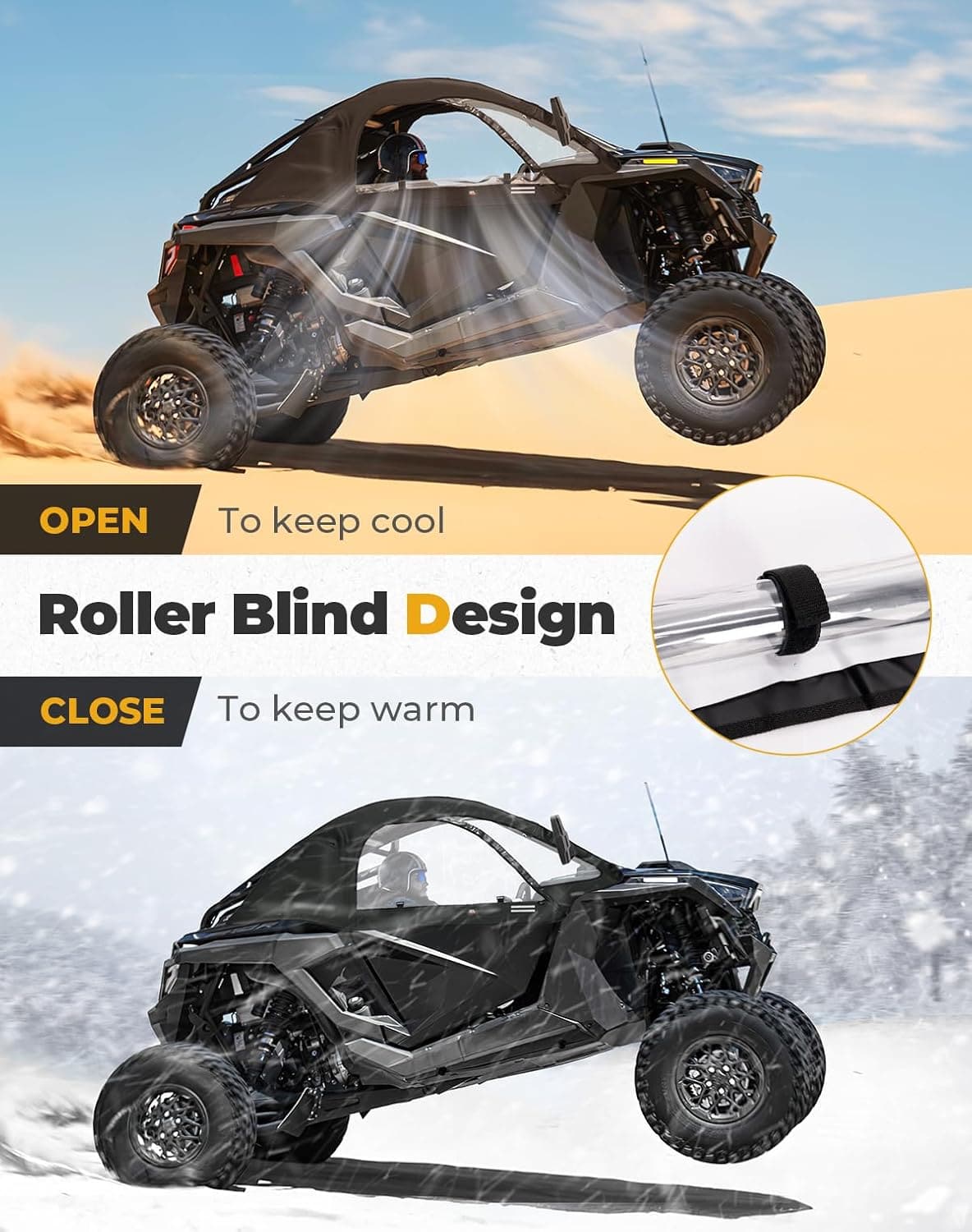 Upper Doors Soft Cab Enclosures for Polaris RZR PRO R 2022-2024 - Kemimoto