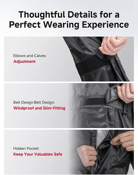 KEMIMOTO Motorcycle Rain Suit Waterproof Full Body