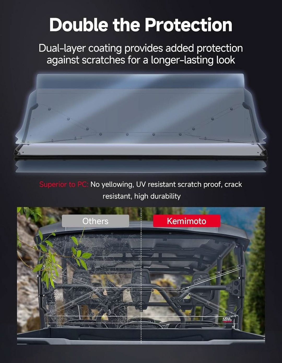 UTV Rear Windshield For Yamaha Viking - Kemimoto
