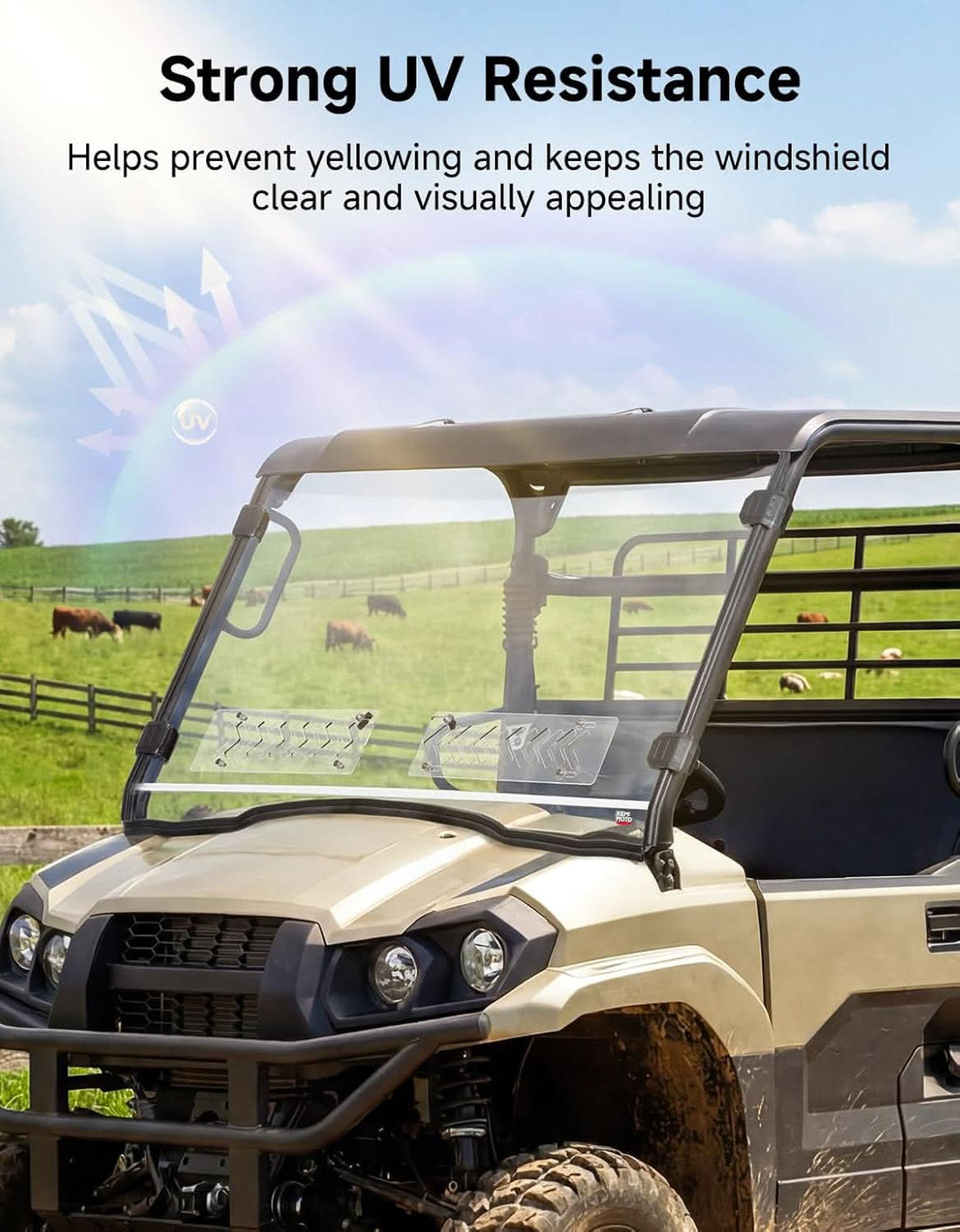 UTV Vented Front Windshield For Kawasaki Mule PRO-MX