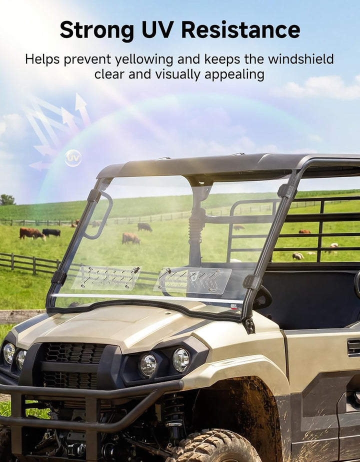UTV Vented Front Windshield For Kawasaki Mule PRO-MX
