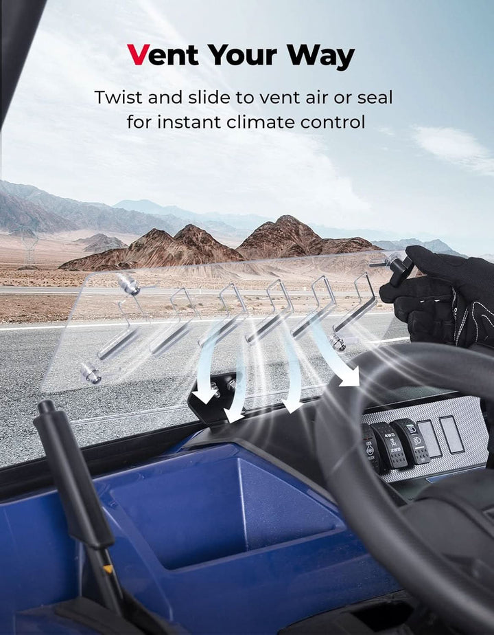 PC Vented Windshield for Kawasaki Mule Pro - Kemimoto