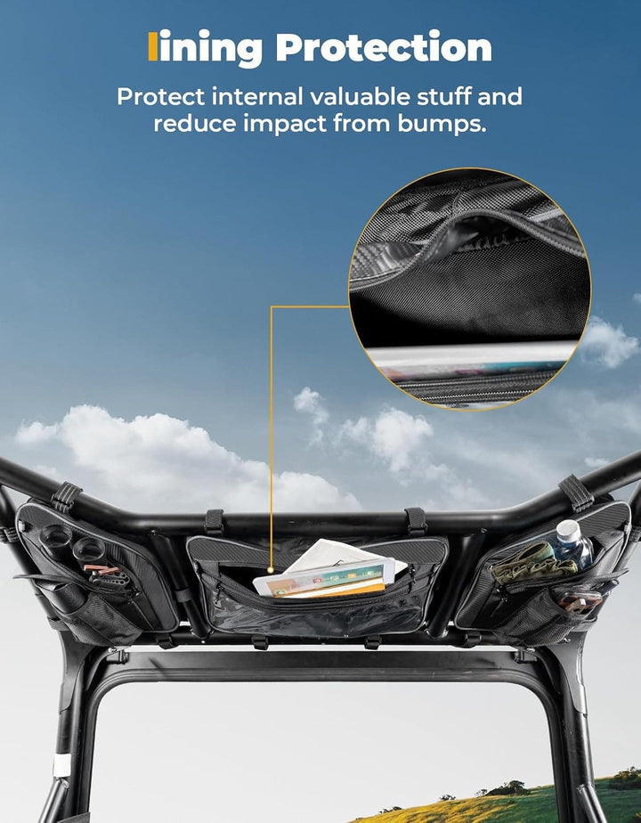 UTV Roof Bag 1680D Overhead Storage for 2024-2025 Polaris RZR XP 1000/ 4 - Kemimoto