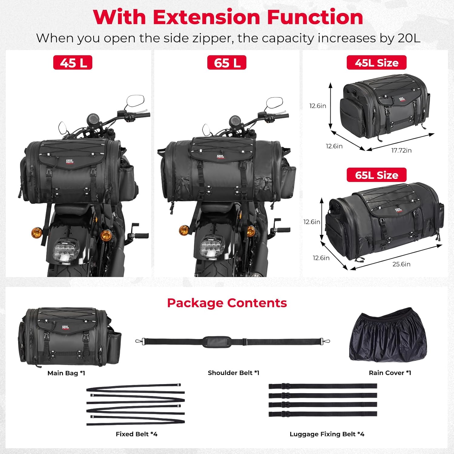 Motorcycle Travel Luggage Bags, 60L – Kemimoto