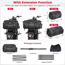 Motorcycle Travel Luggage Bags, 60L - Kemimoto