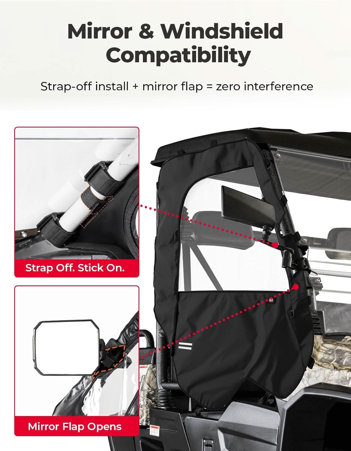 UTV Cab Enclosure Waterproof 1680D Soft Side Doors for Hisun, Axis, Coleman, Massimo MSU 500 - Kemimoto