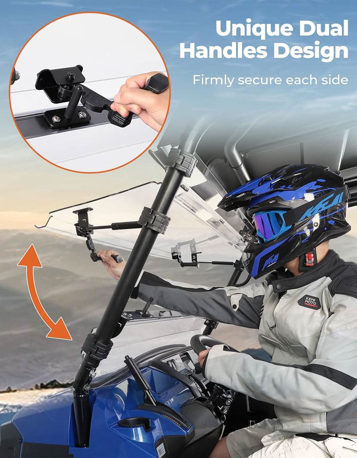 3-in-1 Flip Windshield For Kawasaki Mule Pro FXT - Kemimoto