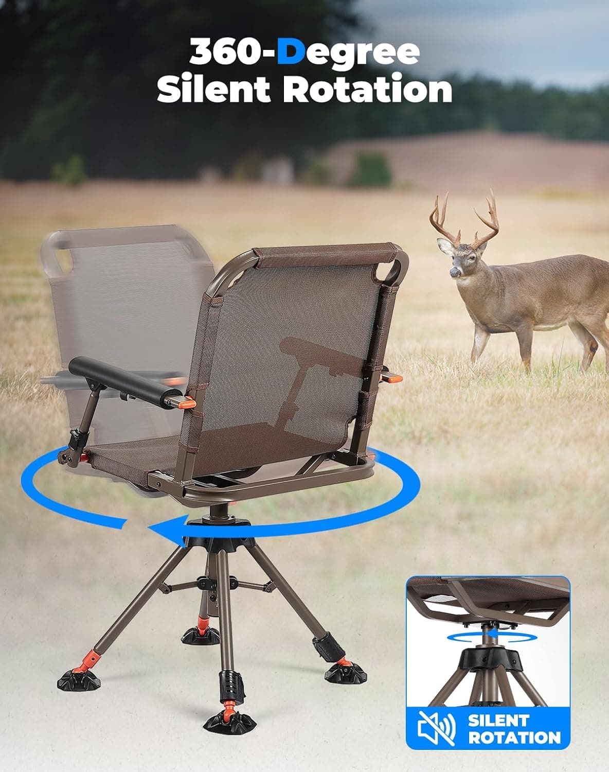 Hunting Chair 360 Degree Silent Swivel Folding Chair - Kemimoto