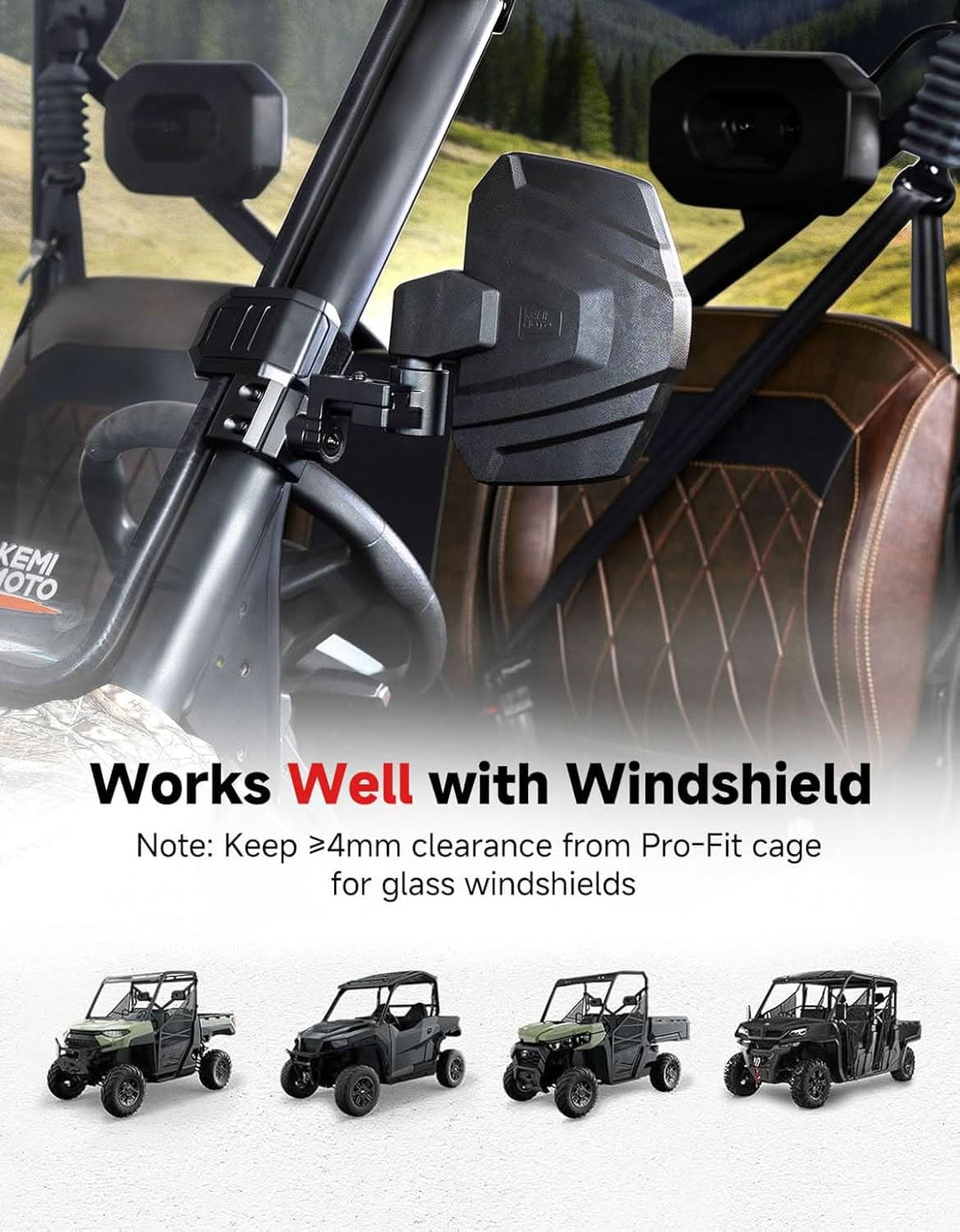 UTV Side Mirrors For Polaris|Can-Am| CFMOTO - Kemimoto