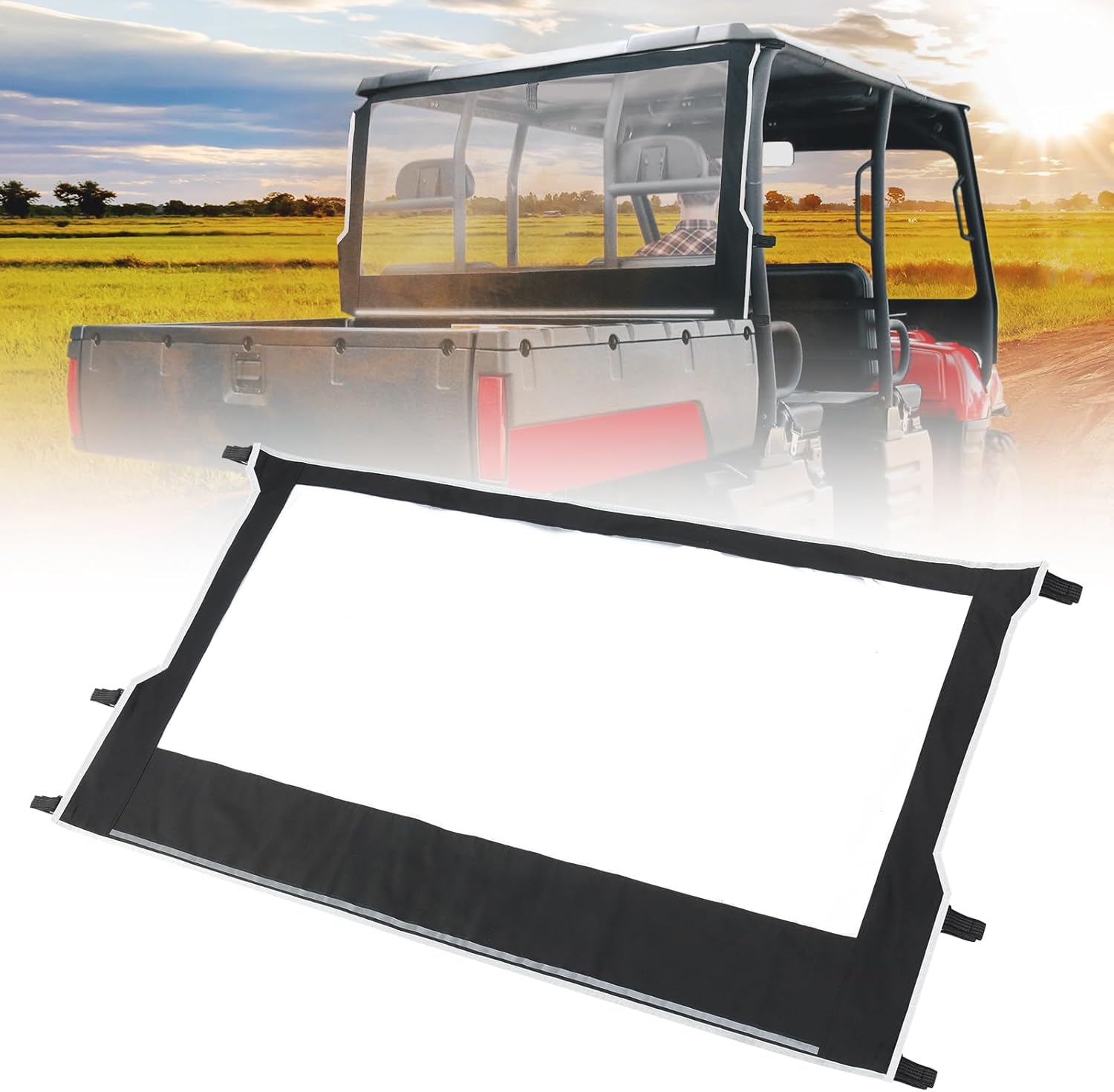UTV Soft Rear Window Shield Windshield for Polaris Ranger 500/650/700 - Kemimoto