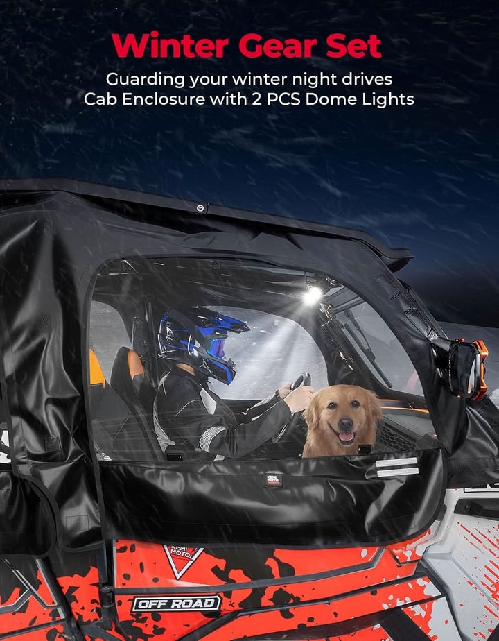 Upper Doors Cab Enclosure with 2 Dome Lights for Polaris RZR XP 4 1000 2014-2023 - Kemimoto