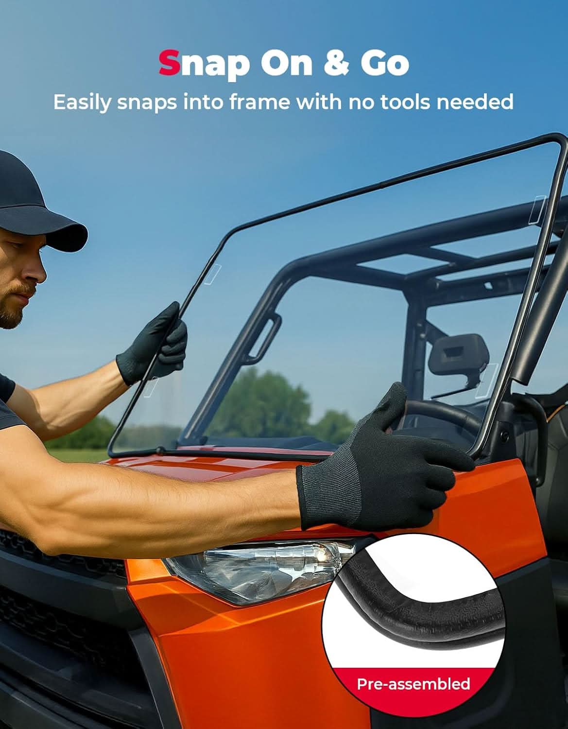 kemimoto Front Windshield for Ranger XP 1000/Crew /Ranger 1000/Crew 2017-2025 - Kemimoto