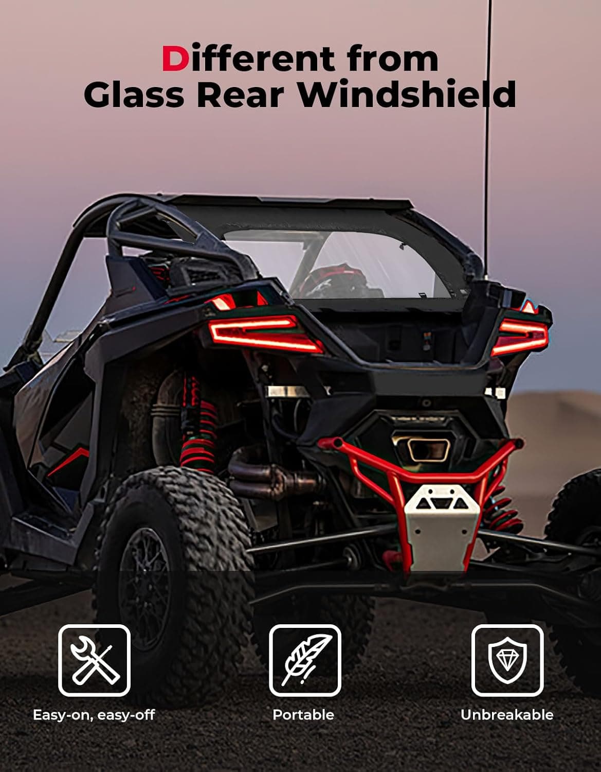 Soft Rear Windshield for Polaris RZR PRO R/ R4 2022-2024 - Kemimoto